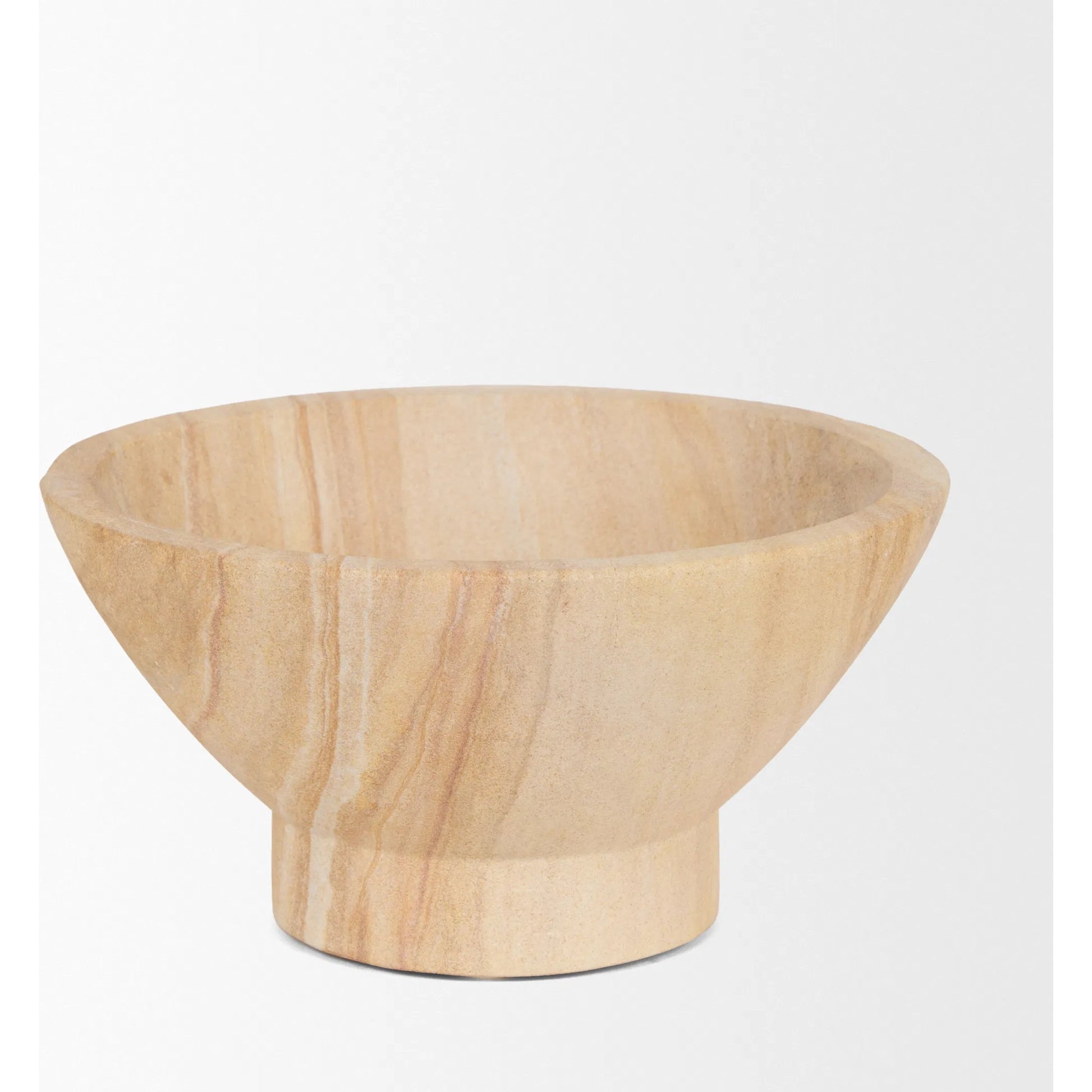 Ramira Decorative Pedestal Bowl by Mercana in brown. Made from sandstone in a transitional style.