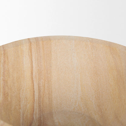 Ramira Decorative Pedestal Bowl by Mercana in brown. Made from sandstone in a transitional style.