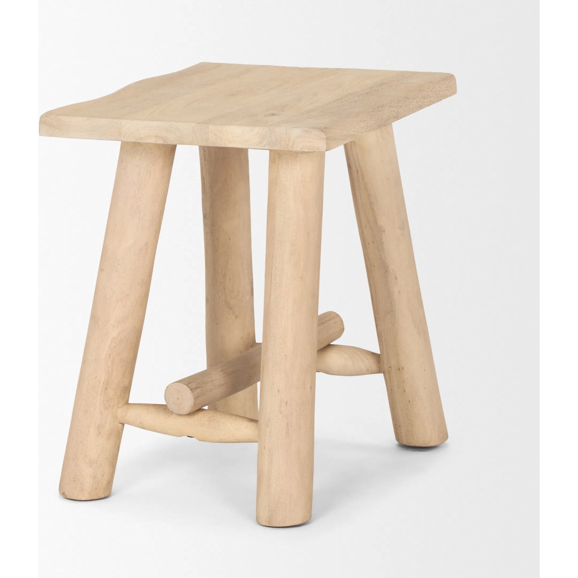 Sekou Stool by Mercana in brown. Made from solid wood in a transitional style.