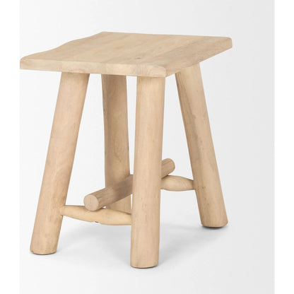 Sekou Stool by Mercana in brown. Made from solid wood in a transitional style.