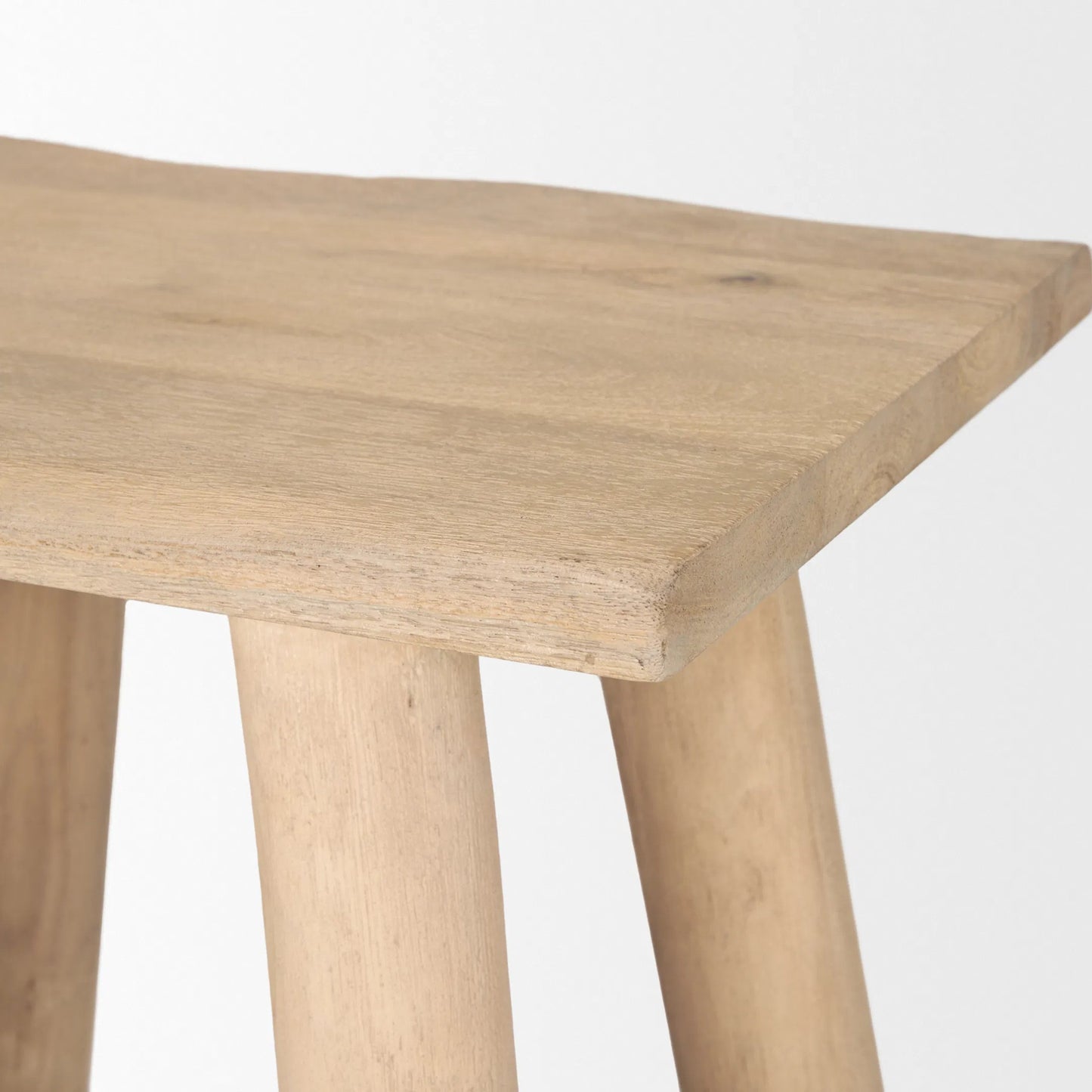013 SI-2370483 | Closeup | Sekou Stool by Mercana in brown. Made from solid wood in a transitional style.