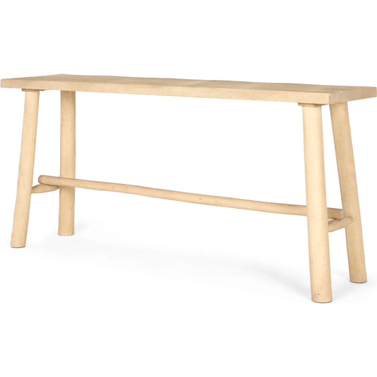 Sekou Console Table by Mercana in brown. Made from solid wood in a transitional style.