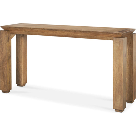 Sapphira Console Table by Mercana in brown. Made from solid wood in a unique style.
