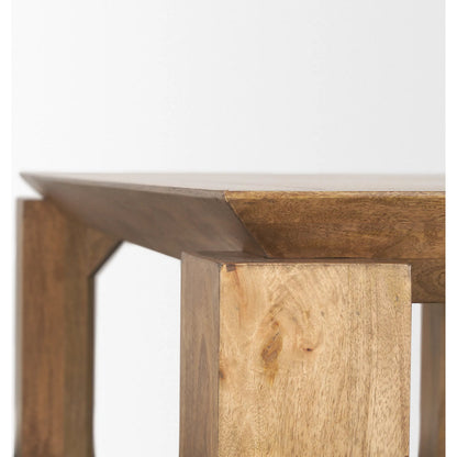 Sapphira Dining Table by Mercana in brown. Made from solid wood in a transitional style.