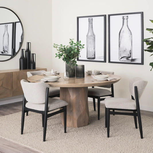 Cline Dining Chair by Mercana in gray. Made from fabric in a transitional style.