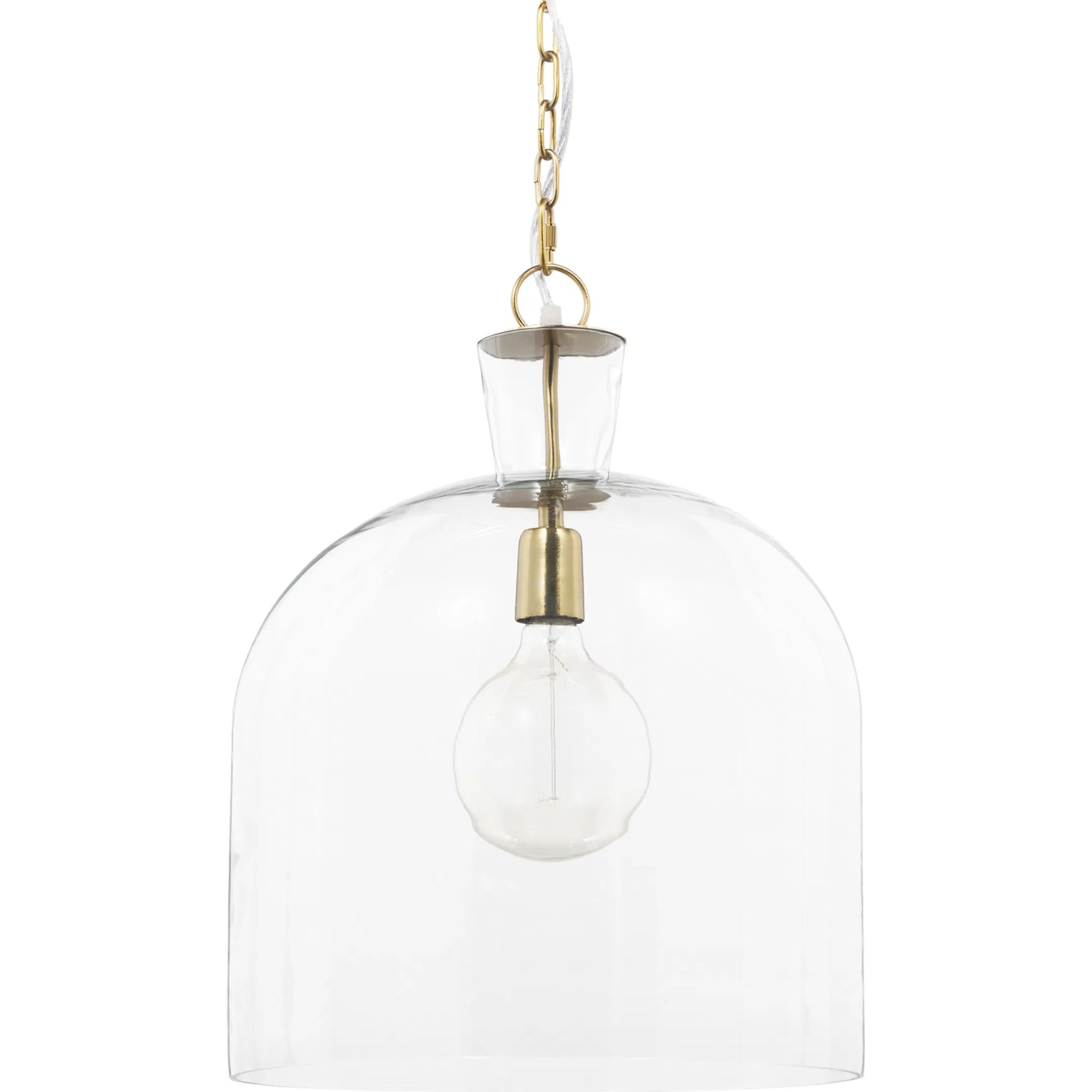 Sadah Pendant Light by Mercana in brushed brass. Made from glass in a transitional style.
