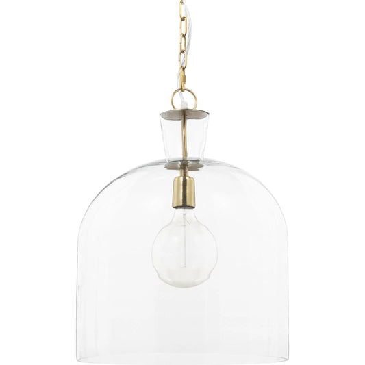 Sadah Pendant Light by Mercana in brushed brass. Made from glass in a transitional style.
