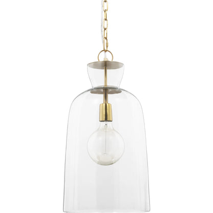 Sadah Pendant Light by Mercana in brushed brass. Made from glass in a transitional style.