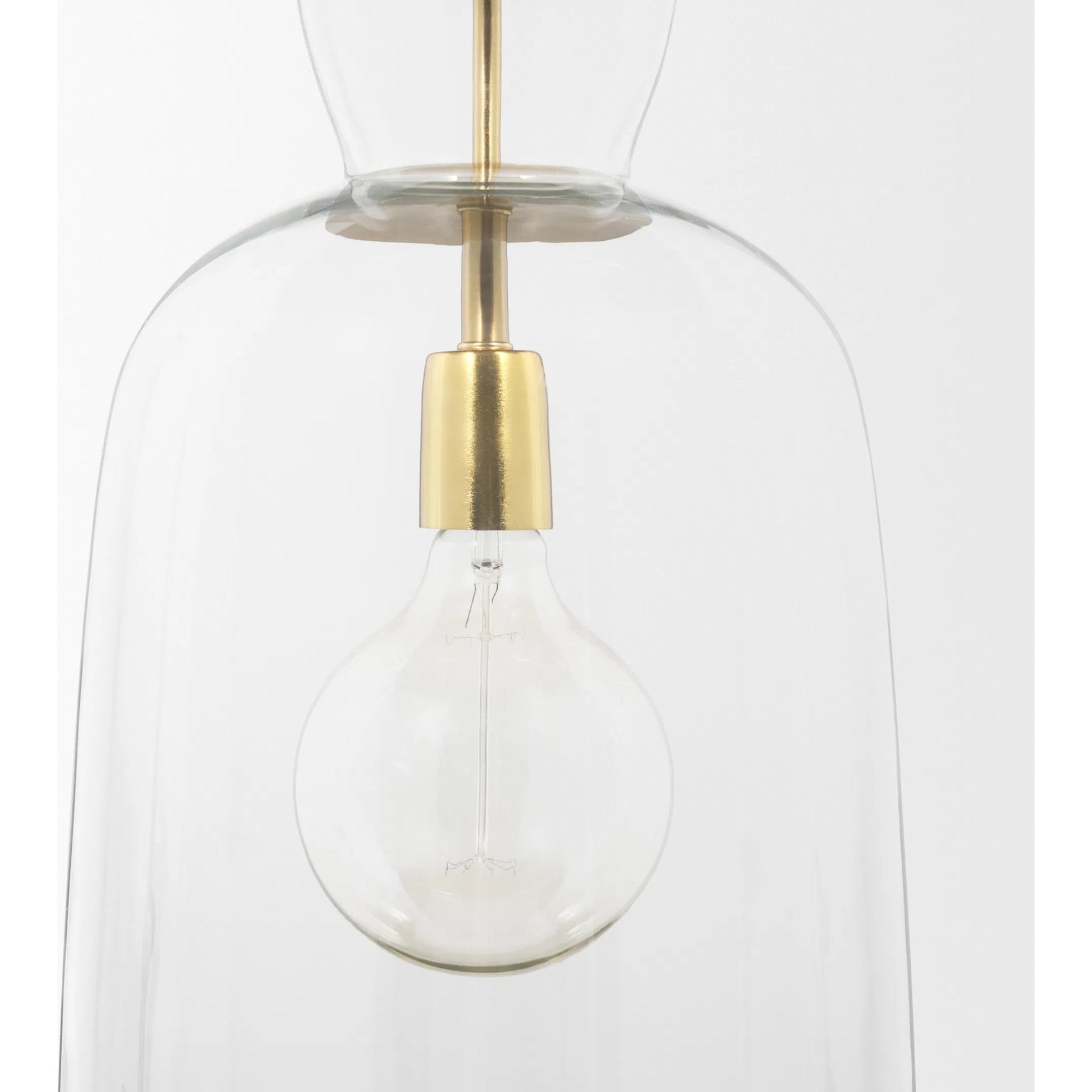 Sadah Pendant Light by Mercana in brushed brass. Made from glass in a transitional style.