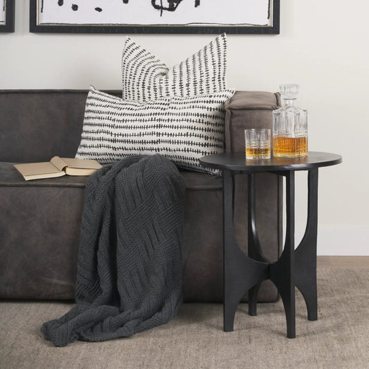Sobi Accent Table by Mercana in black. Made from metal in a unique style.