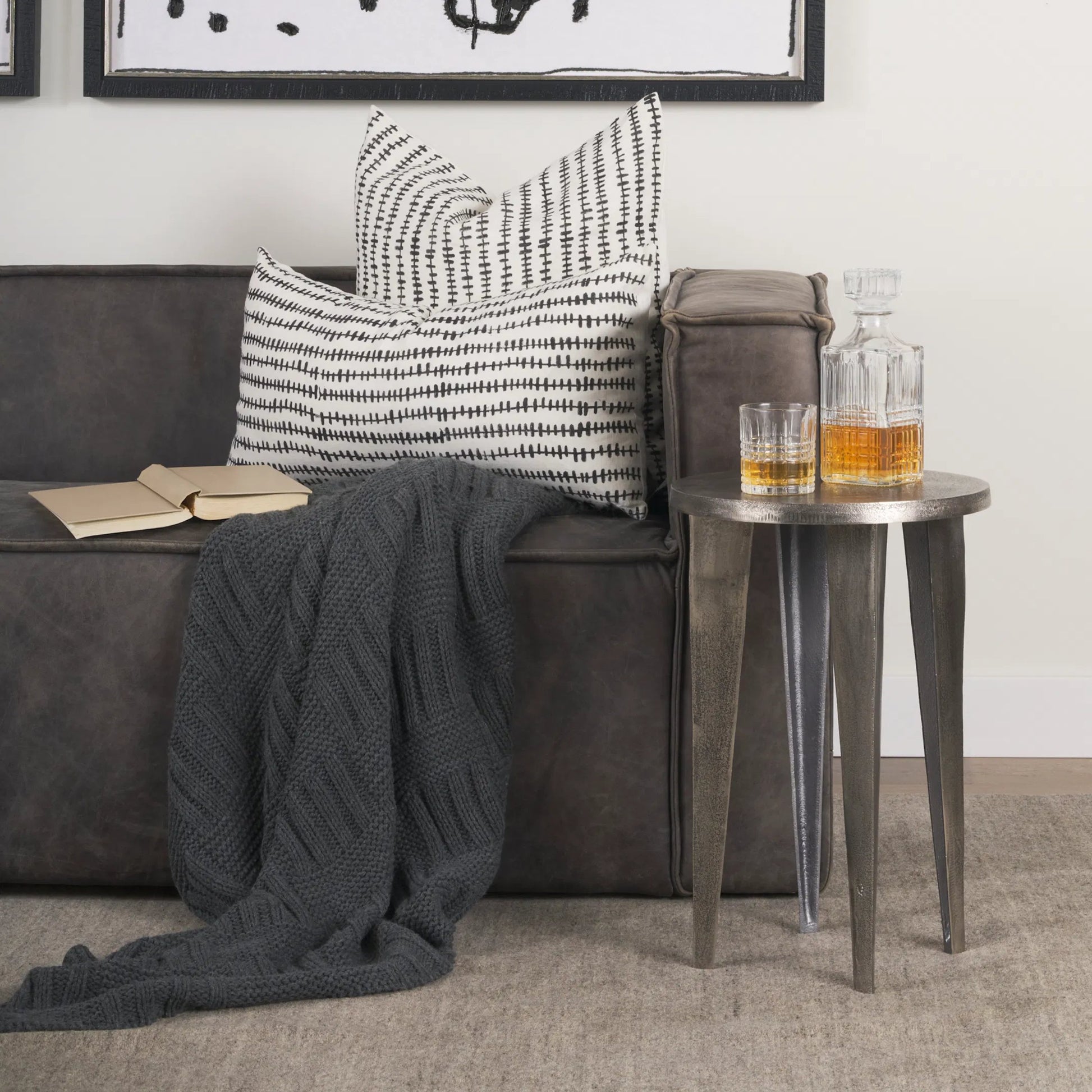 Maggie Accent Table by Mercana in silver. Made from metal in a modern style.