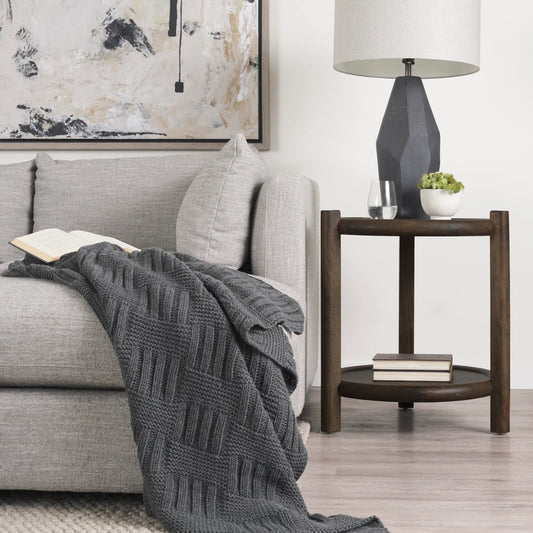 Romi Accent Table by Mercana in brown. Made from solid wood in a traditional style.