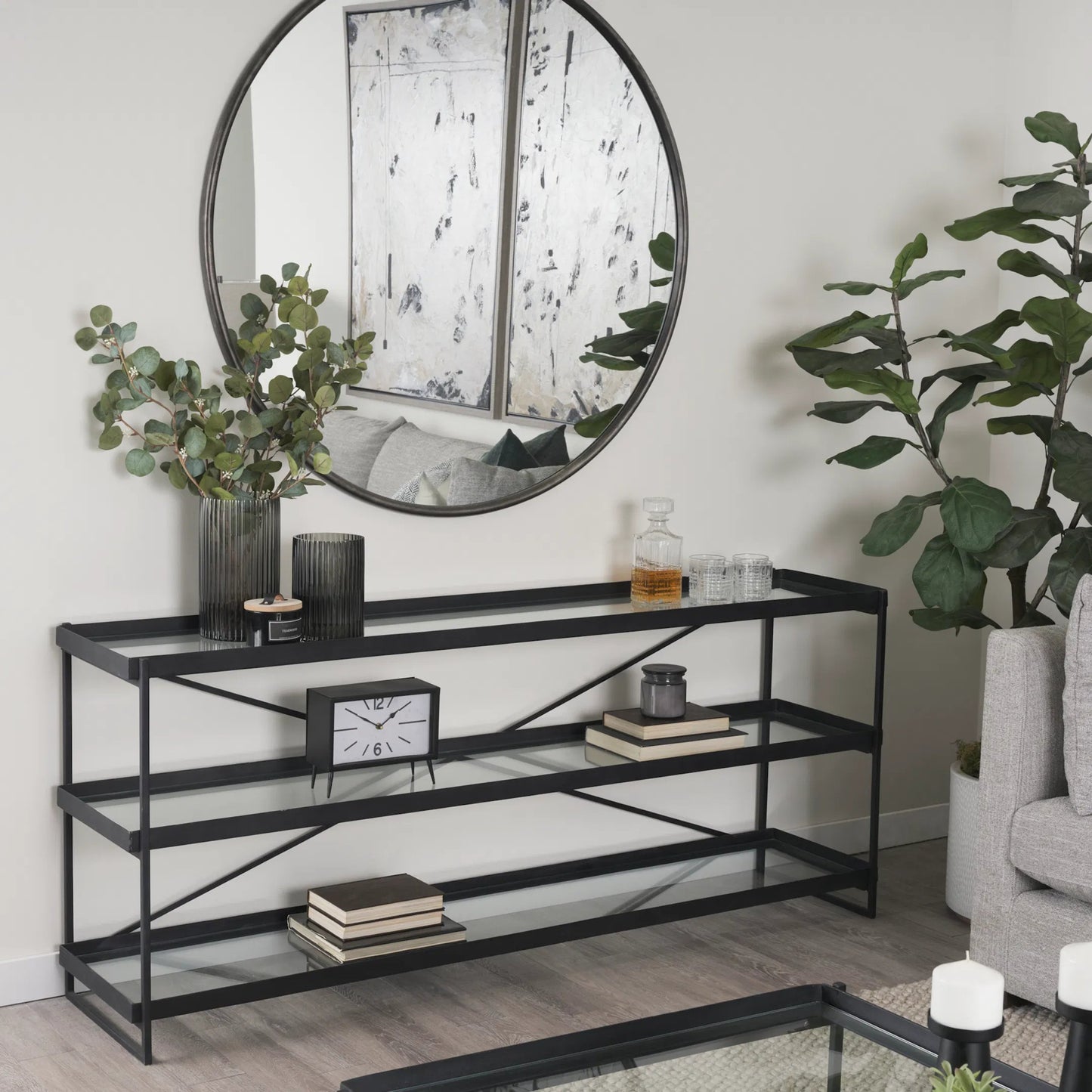 040 SI-2369318 | Lifestyle | Trey Console Table by Mercana. Made from iron in a transitional style.