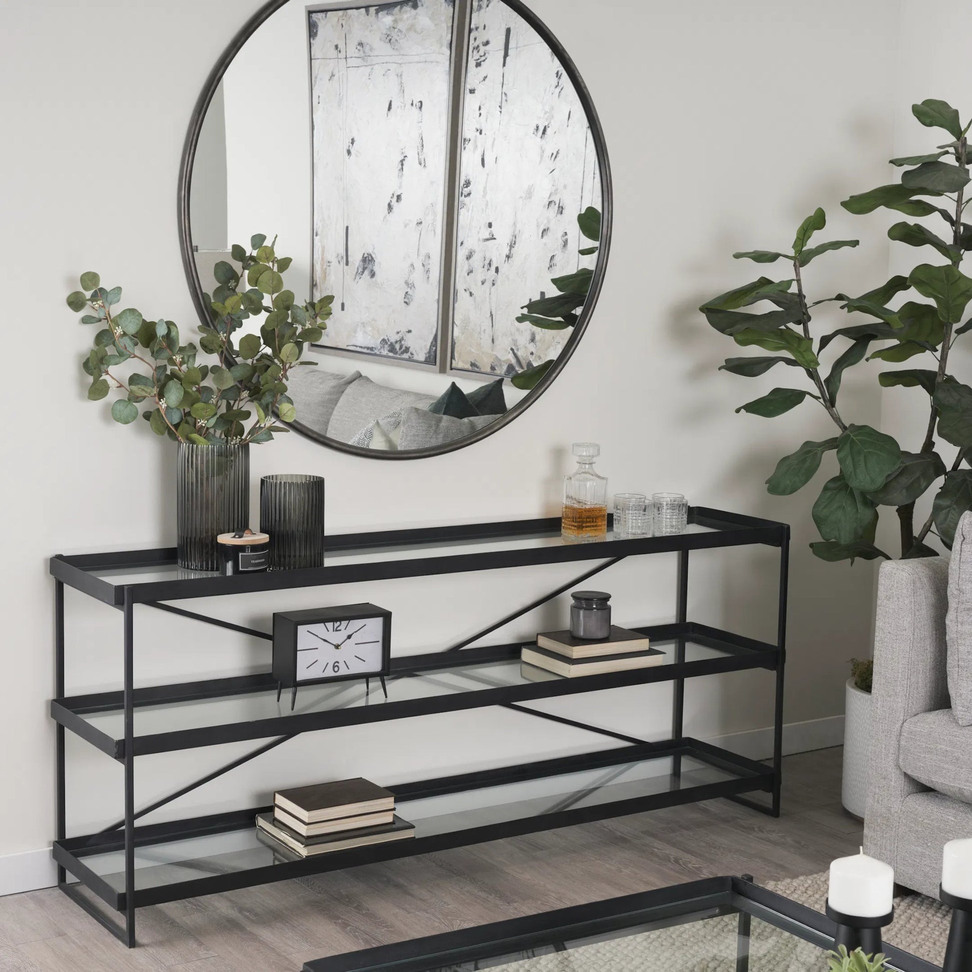 Trey Console Table by Mercana. Made from iron in a transitional style.