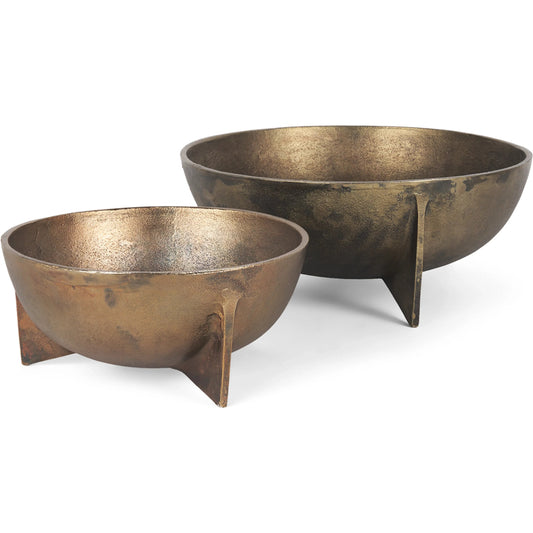 Quita Decorative Bowls Set of Two by Mercana in gold. Made from metal in a unique style.