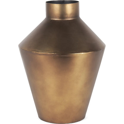 Perrin Brushed Decorative Vase by Mercana in gold. Made from metal in a modern style.