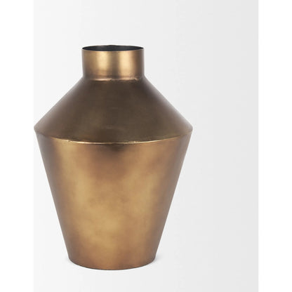 Perrin Brushed Decorative Vase by Mercana in gold. Made from metal in a modern style.