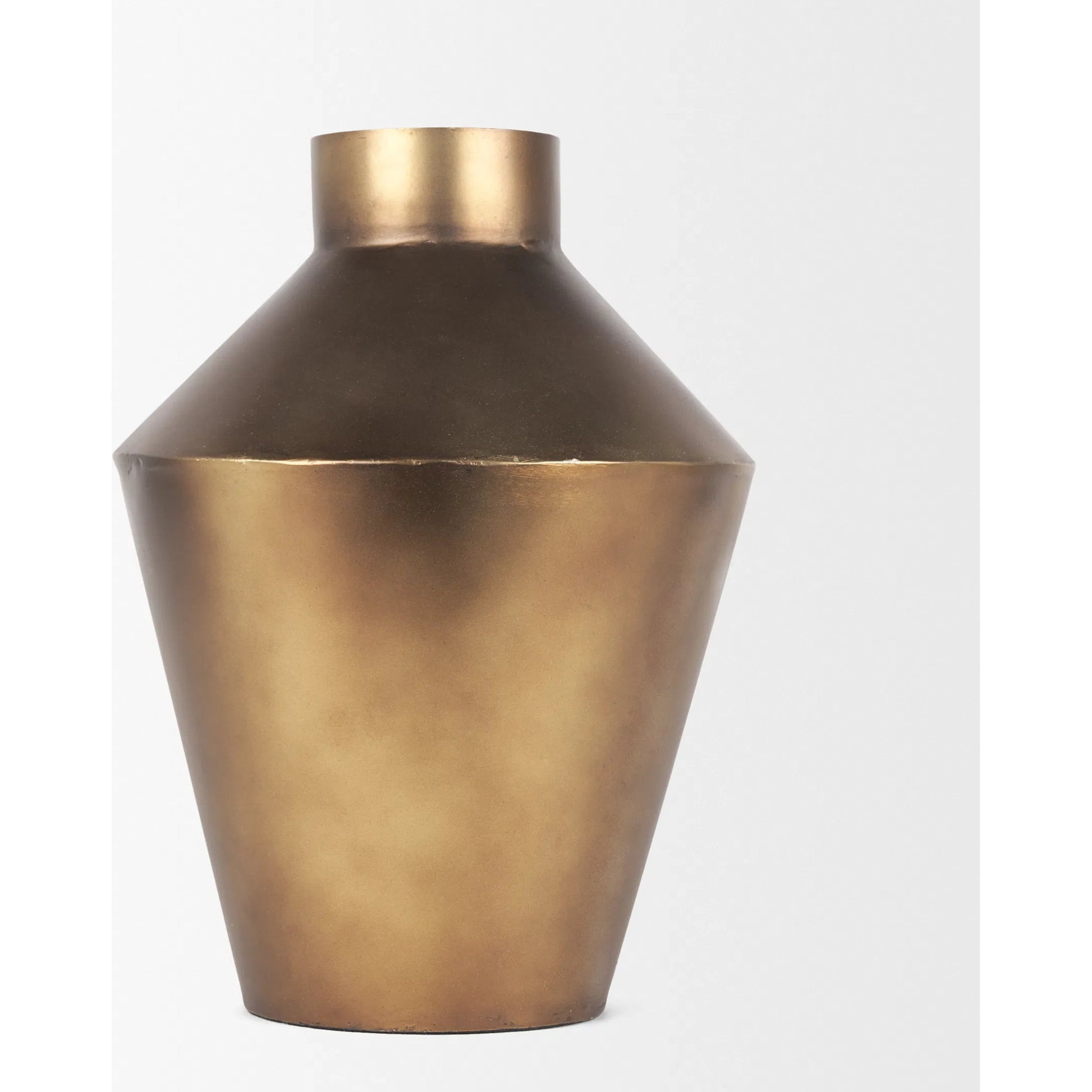 Perrin Brushed Decorative Vase by Mercana in gold. Made from metal in a modern style.