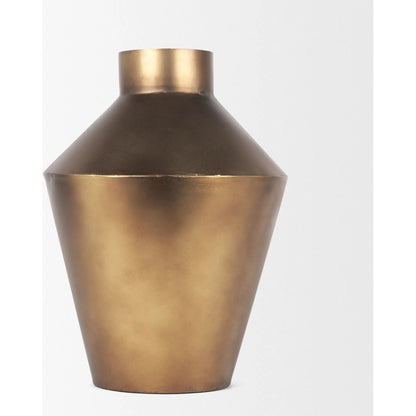 Perrin Brushed Decorative Vase by Mercana in gold. Made from metal in a modern style.