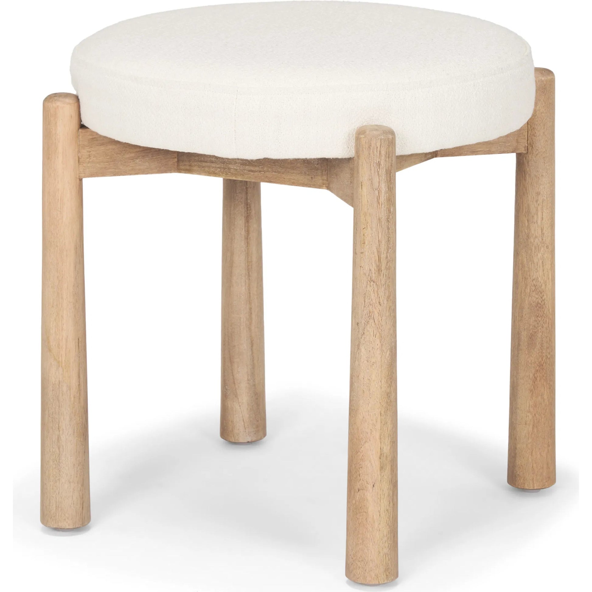 Shaiden Stool by Mercana in cream. Made from solid wood in a transitional style.