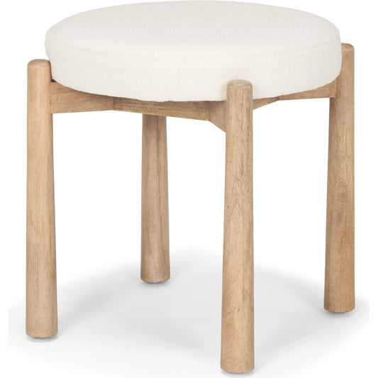 Shaiden Stool by Mercana in cream. Made from solid wood in a transitional style.