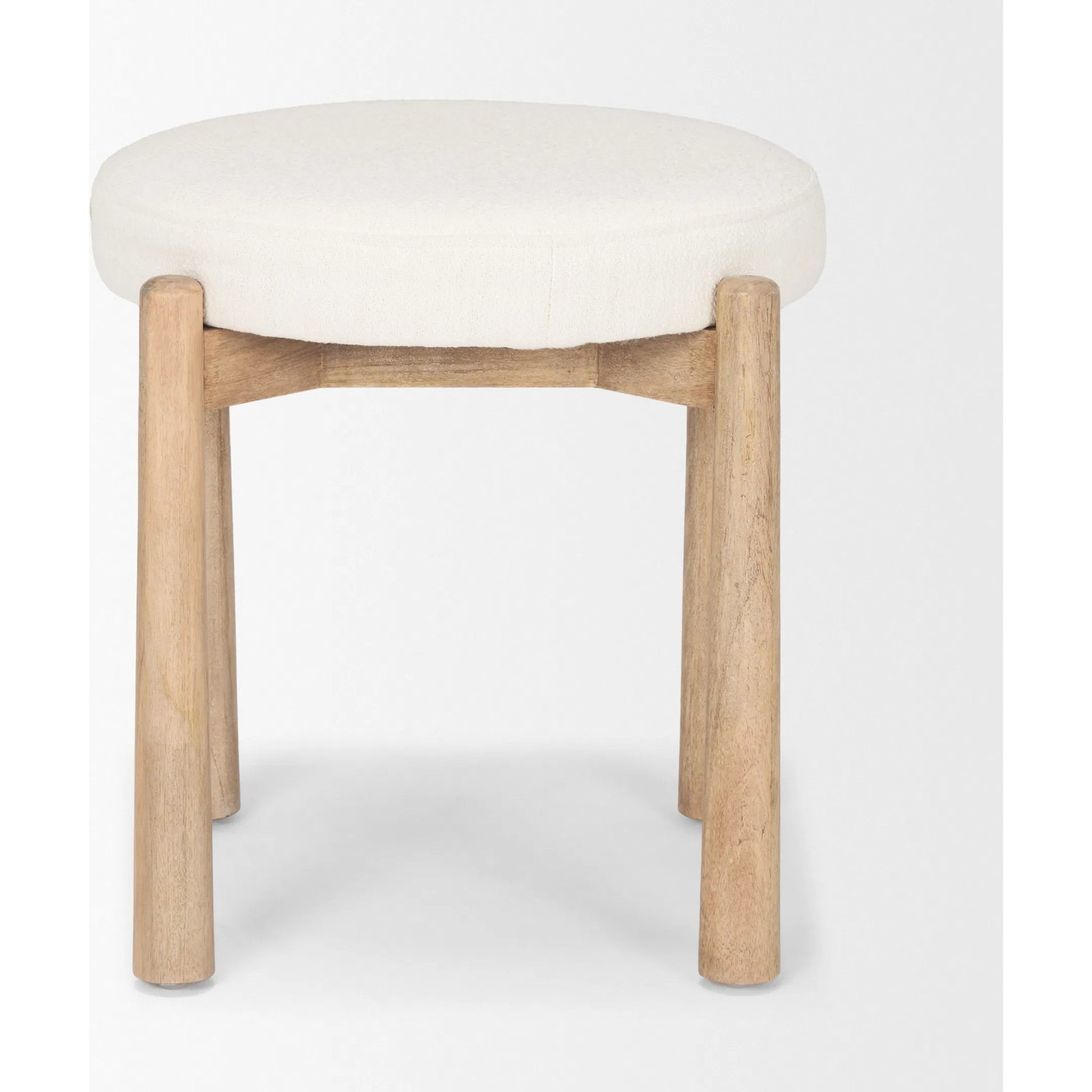 Shaiden Stool by Mercana in cream. Made from solid wood in a transitional style.