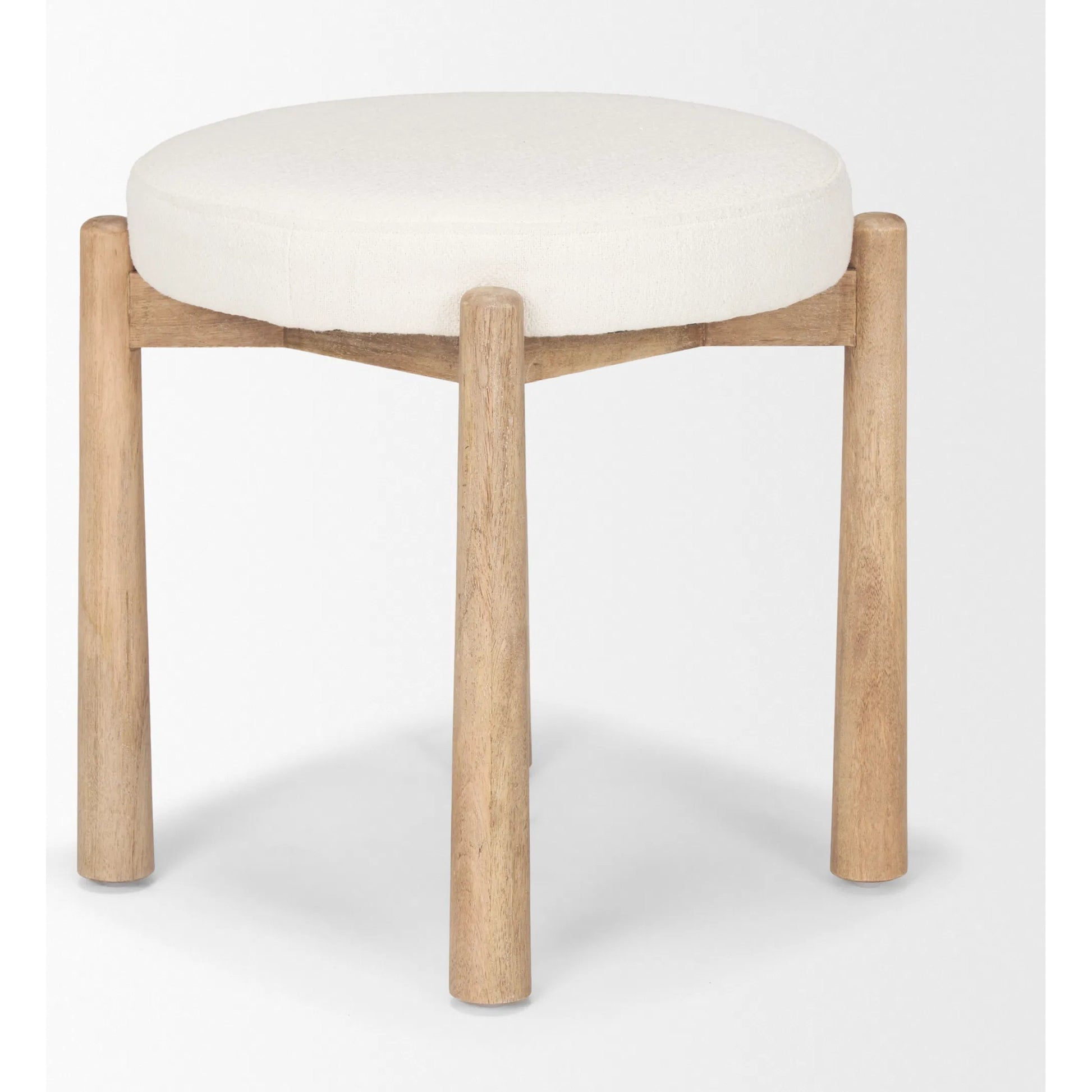 Shaiden Stool by Mercana in cream. Made from solid wood in a transitional style.