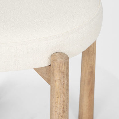 Shaiden Stool by Mercana in cream. Made from solid wood in a transitional style.