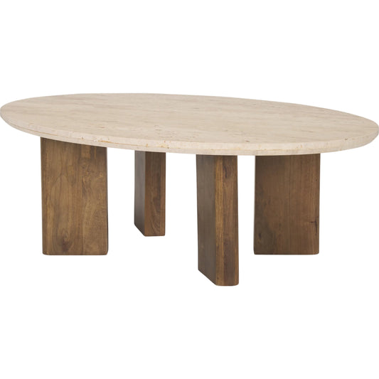 Syona Oval Coffee Table by Mercana in brown. Made from metal in a transitional style.