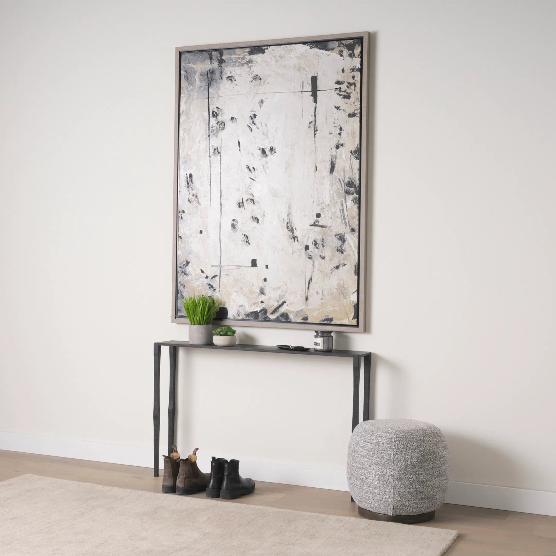 Timothy Console Table by Mercana in black. Made from iron in a transitional style.