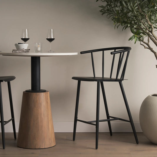 Colin Counter Stool by Mercana in black. Made from metal in a transitional style.