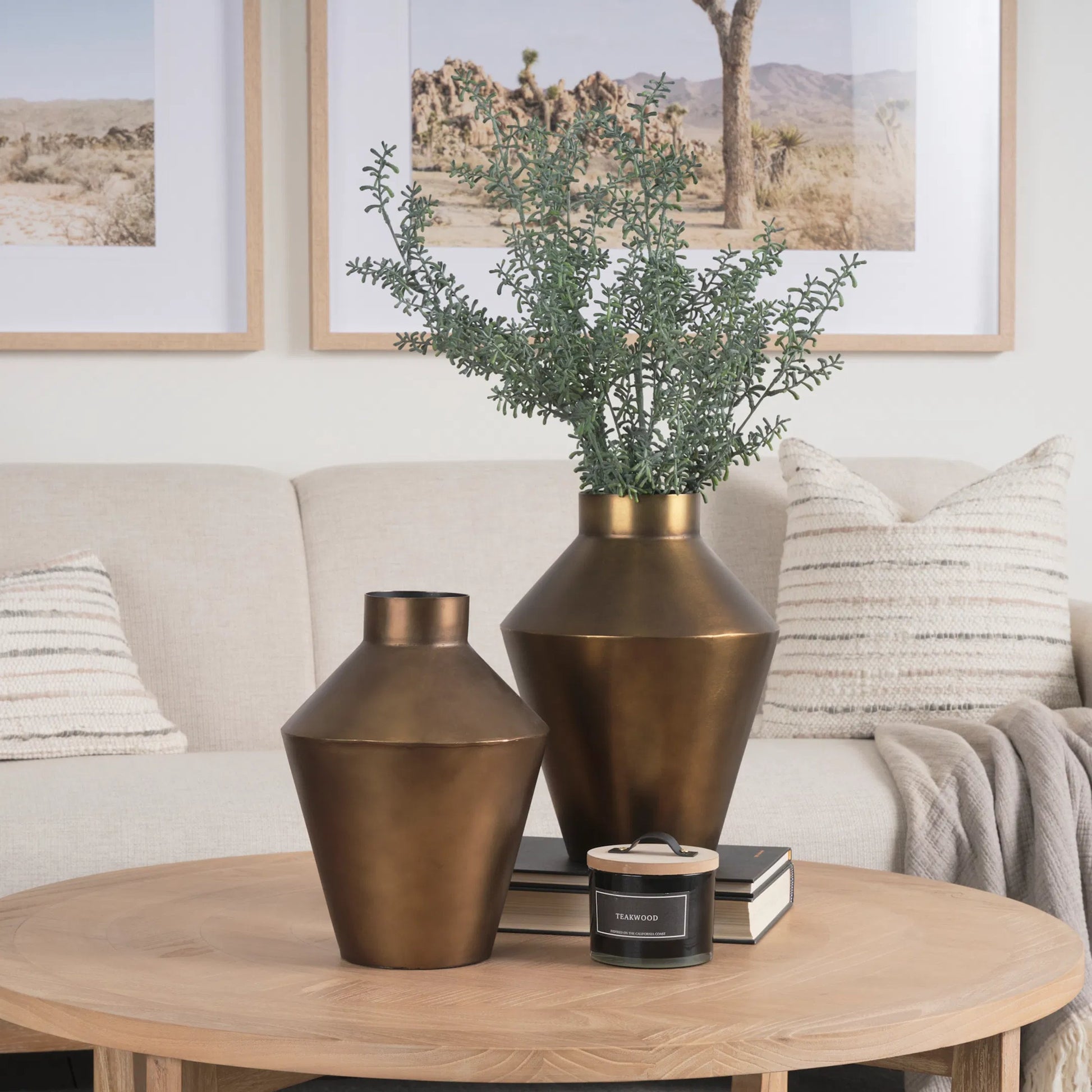 Perrin Brushed Decorative Vase by Mercana in gold. Made from metal in a modern style.