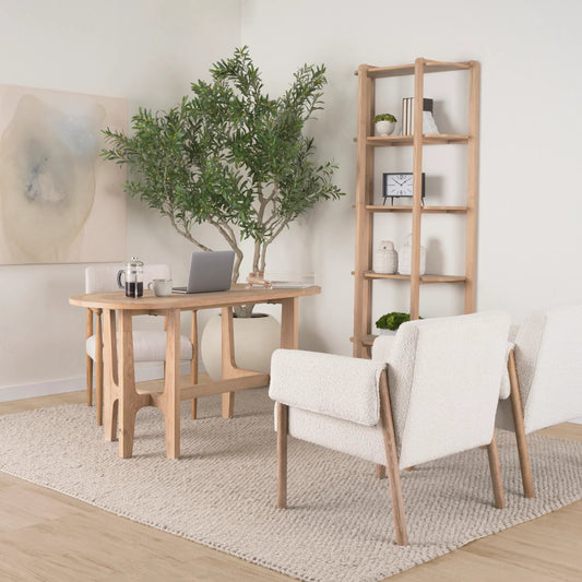 Taylin Shelving Unit by Mercana in brown. Made from solid wood in a transitional style.