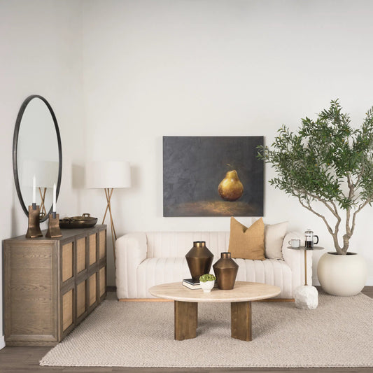 Ricciardo Upholstered Sofa by Mercana in cream. Made from unique in a traditional style.