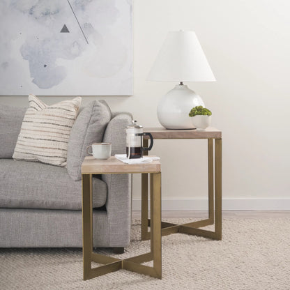 Faye End/Side Table by Mercana. Made from metal, wood in a transitional style.