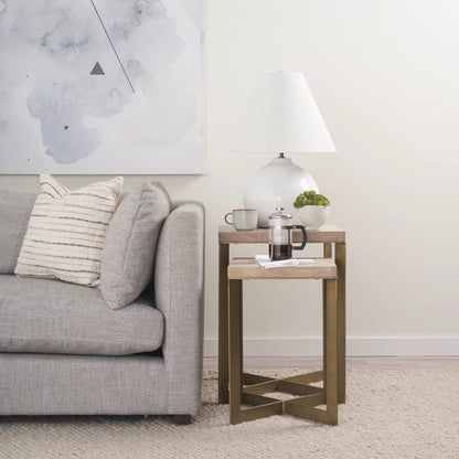 Faye End/Side Table by Mercana. Made from metal, wood in a transitional style.