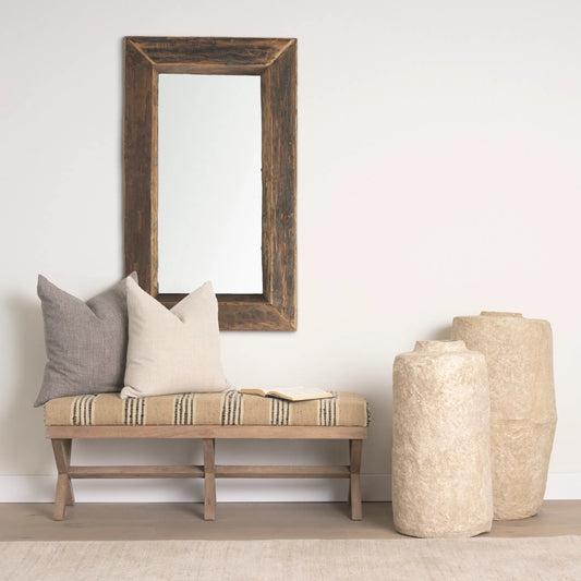 Solis Bench by Mercana in beige, black stripe. Made from unique in a coastal style.