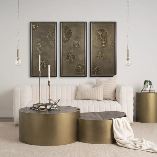 Britton Pendant Light by Mercana in gold. Made from metal in a modern style.