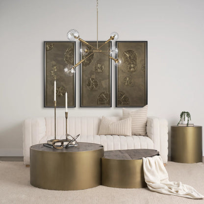 Britton Chandelier by Mercana in gold. Made from glass, metal in a modern style.