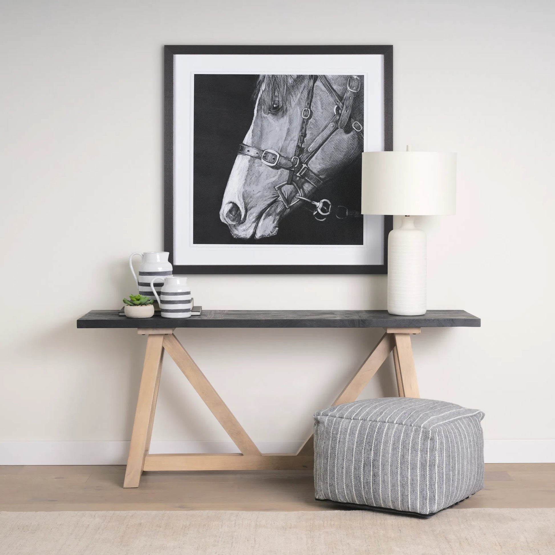 Melanie Table Lamp by Mercana in white. Made from ceramic in a modern style.