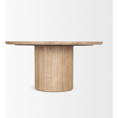 Terra Round Dining Table by Mercana. Made from solid wood in a traditional style.