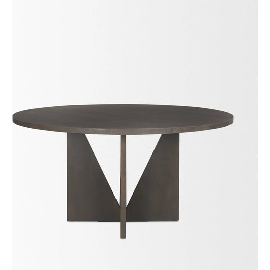 Tarro Round Dining Table by Mercana in espresso. Made from solid wood in a traditional style.