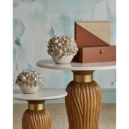 Tidal Vase by Currey and Company in milky white. Made from ceramic in a coastal style.
