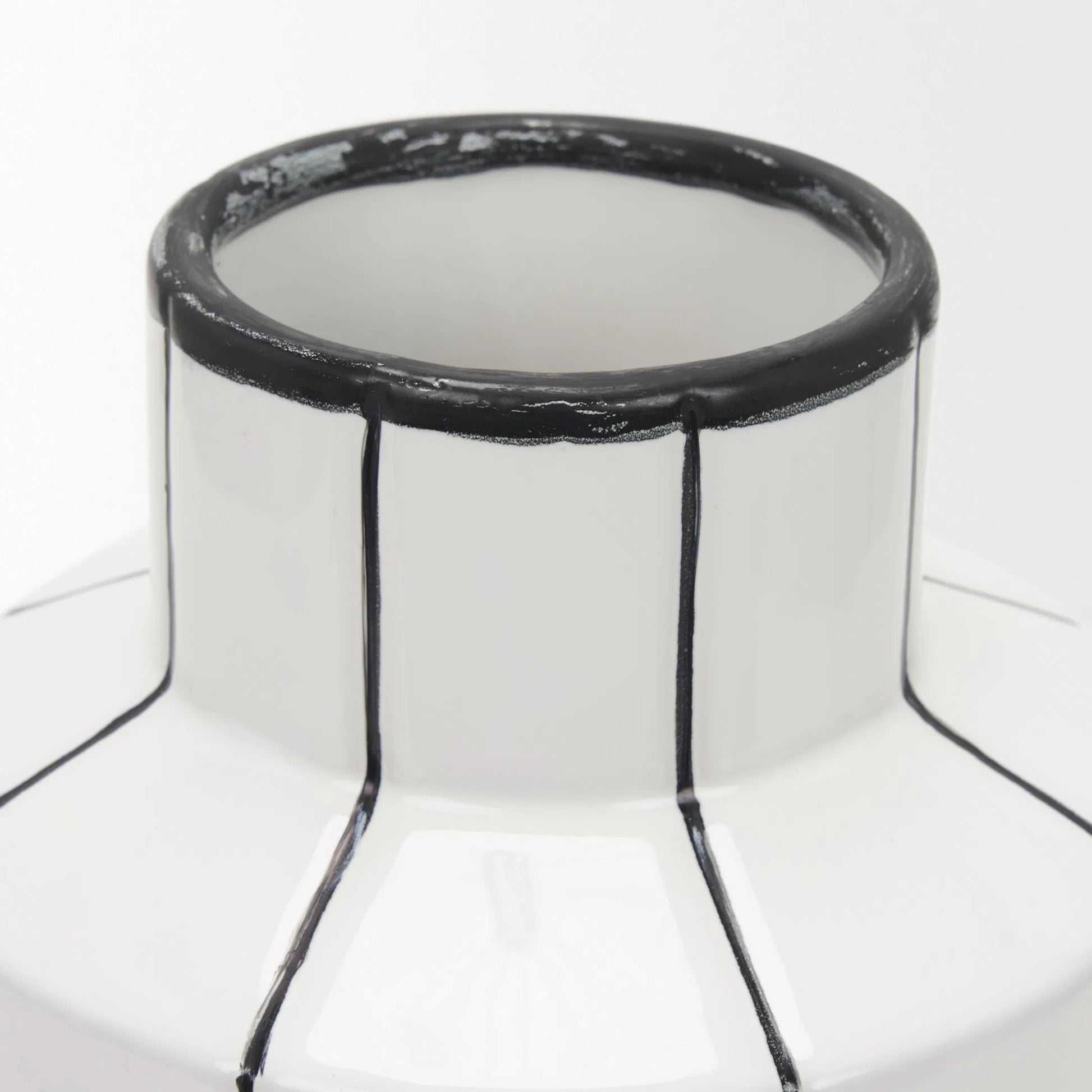 Dinah Black Stripes Vase by Mercana in black, white. Made from ceramic in a modern style.