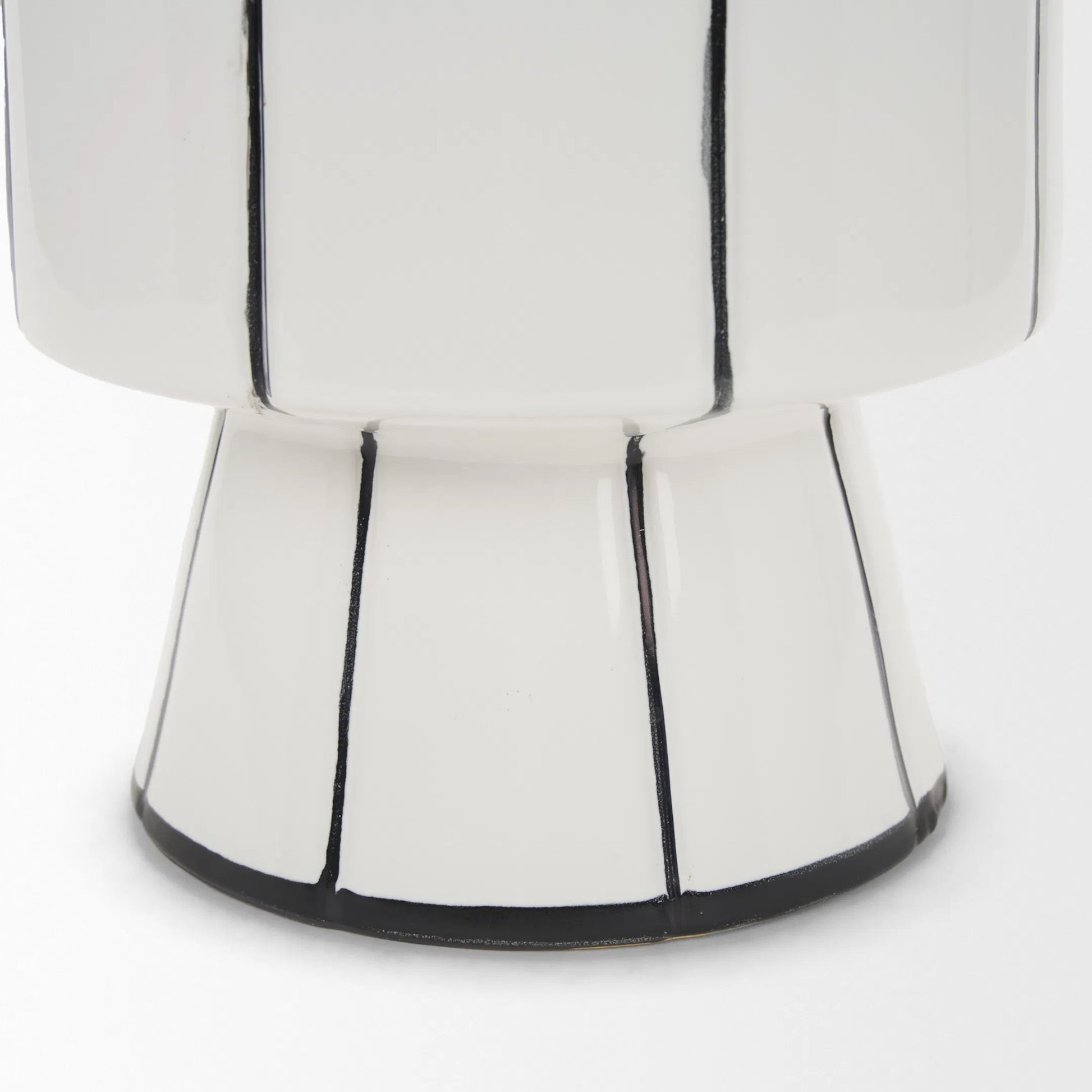 Dinah Black Stripes Vase by Mercana in black, white. Made from ceramic in a modern style.
