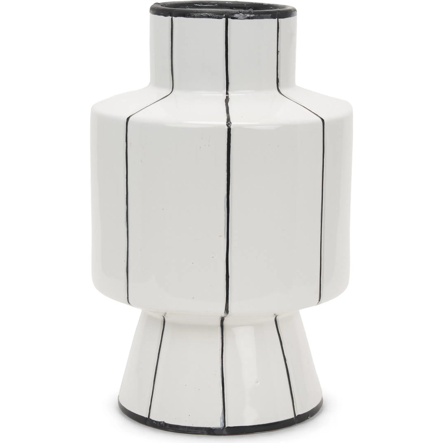 019 SI-2370616 | Primary Silo | Dinah Black Stripes Vase by Mercana in black, white. Made from ceramic in a modern style.