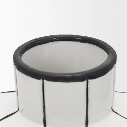 Dinah Black Stripes Vase by Mercana in black, white. Made from ceramic in a modern style.