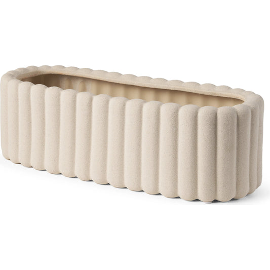 Mira Textured Fluted Vase by Mercana in beige. Made from ceramic in a unique style.