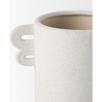 Dylan Textured Vase by Mercana in white. Made from ceramic in a modern style.
