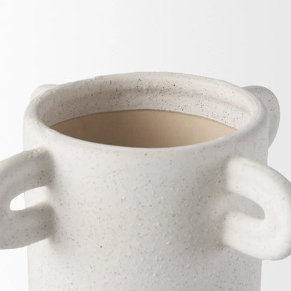 Dylan Textured Vase by Mercana in white. Made from ceramic in a modern style.